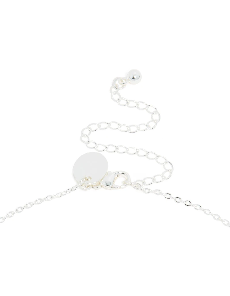 Silver Plated Cubic Zirconia Dainty Spaced Vine Necklace