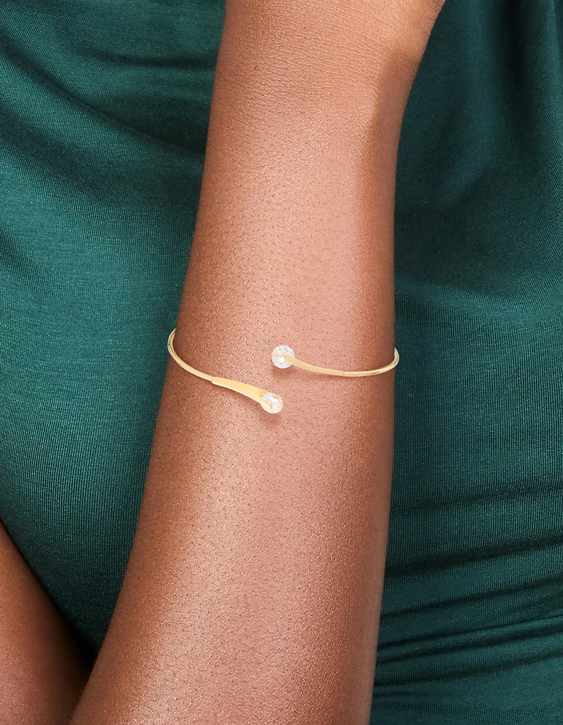 Gold Plated Cubic Zirconia Floating Wrap Bangle