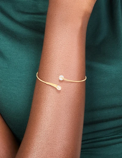 Gold Plated Cubic Zirconia Floating Wrap Bangle