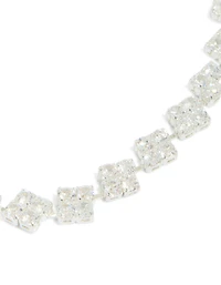 Silver Plated Cubic Zirconia Flower Detail Toggle Bracelet