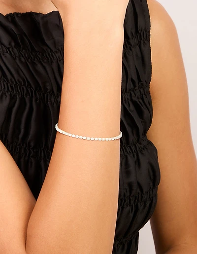 Silver Plated Cubic Zirconia Oval Tennis Bracelet