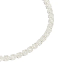 Silver Plated Cubic Zirconia Oval Tennis Bracelet