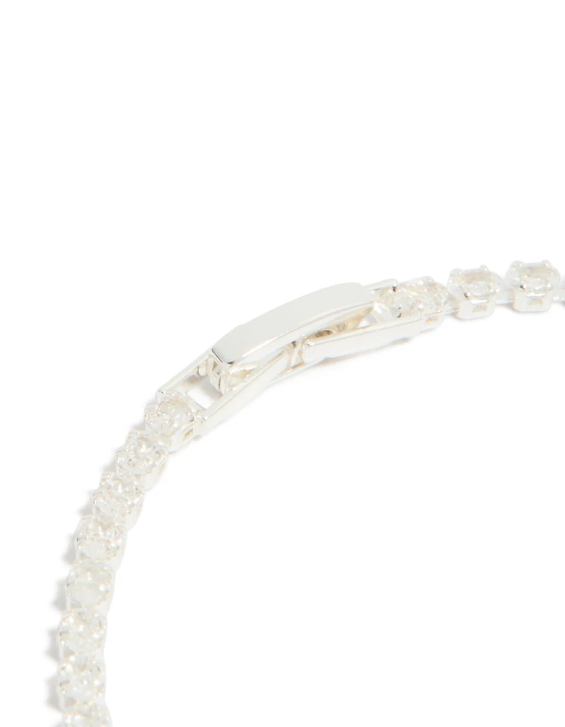 Silver Plated Cubic Zirconia Oval Tennis Bracelet