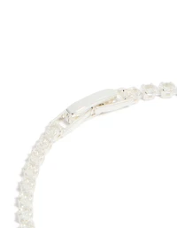 Silver Plated Cubic Zirconia Oval Tennis Bracelet