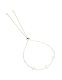 Silver Plated Cubic Zirconia Stone Flower Toggle Bracelet