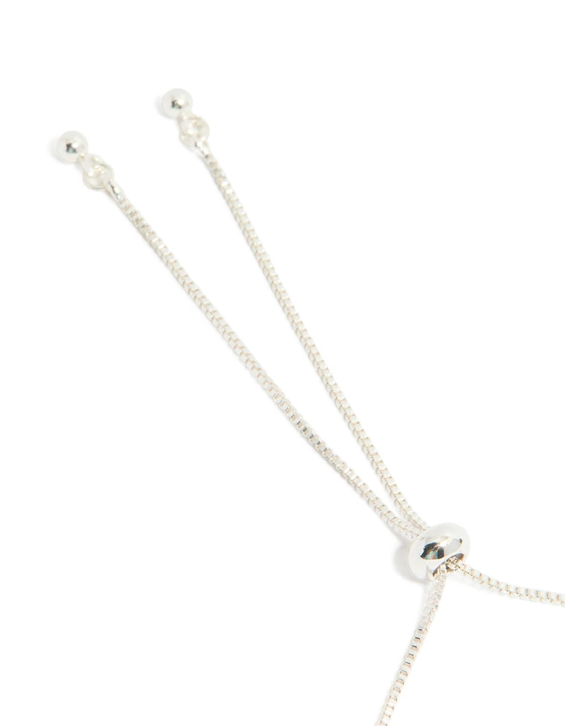 Silver Plated Cubic Zirconia Stone Flower Toggle Bracelet