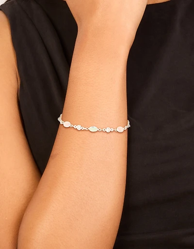 Silver Plated Cubic Zirconia Mixed Oval Toggle Bracelet