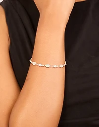 Silver Plated Cubic Zirconia Mixed Oval Toggle Bracelet