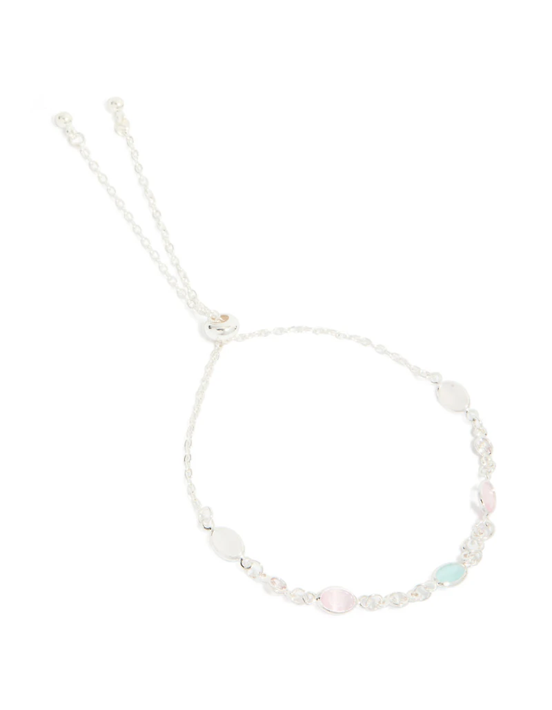 Bracelet à bascule ovale mixte en zircone cubique plaqué argent