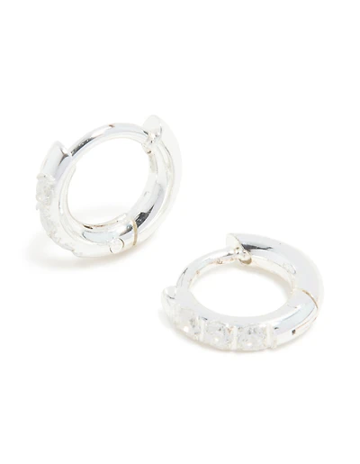 Waterproof Stainless Steel Cubic Zirconia Huggie Earrings