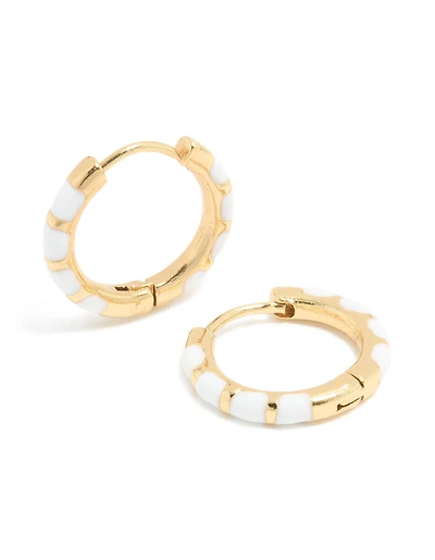 Waterproof Gold Plated Stainless Steel Enamel Bamboo Huggie Earrings