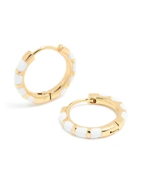 Waterproof Gold Plated Stainless Steel Enamel Bamboo Huggie Earrings