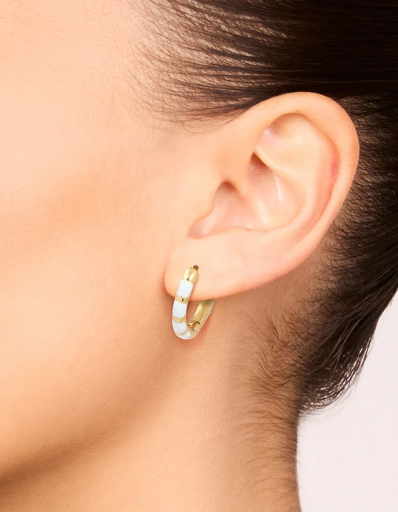 Waterproof Gold Plated Stainless Steel Enamel Bamboo Huggie Earrings