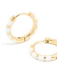 Waterproof Gold Plated Stainless Steel Enamel Bamboo Huggie Earrings