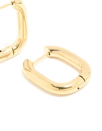 Waterproof Gold Plated Stainless Steel Chunky Oblong Huggie Earrings