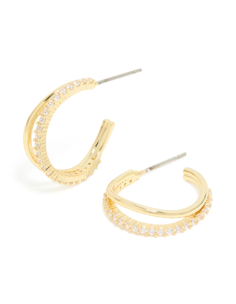 Boucles d’oreilles à cerceaux ouverts ouverts en zircone cubique plaqués or