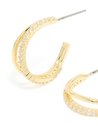 Boucles d’oreilles à cerceaux ouverts ouverts en zircone cubique plaqués or