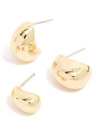 Gold Plated Brass Mixed Teardrop Earrings 2-Pack