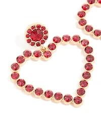 Boucles d’oreilles ouvertes à cœur ouvert en diamant doré rouge