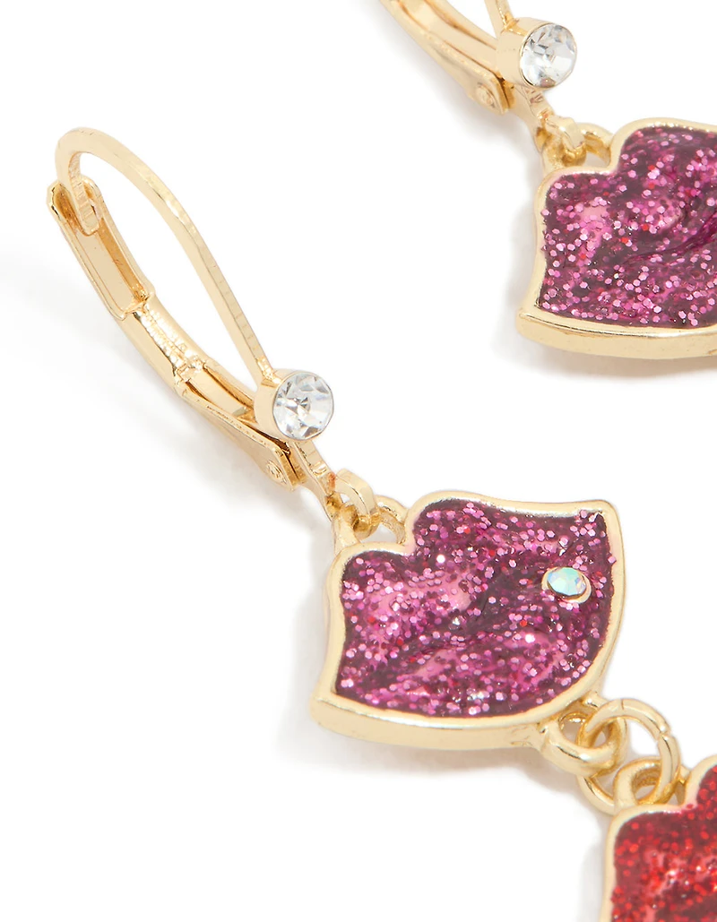 Boucles d’oreilles dorées Triple Kiss Drop