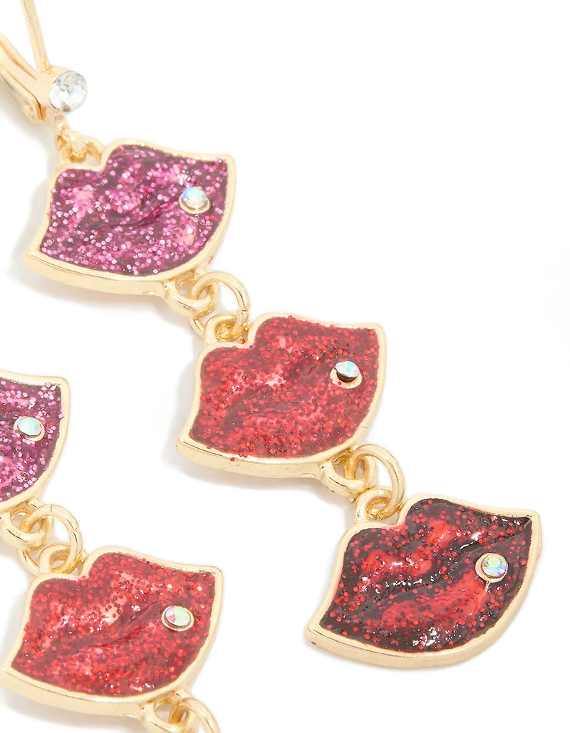 Boucles d’oreilles dorées Triple Kiss Drop