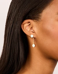 Boucles d’oreilles doubles perles d’eau douce plaquées or