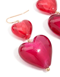 Boucles d’oreilles à double cœur gonflé doré rose