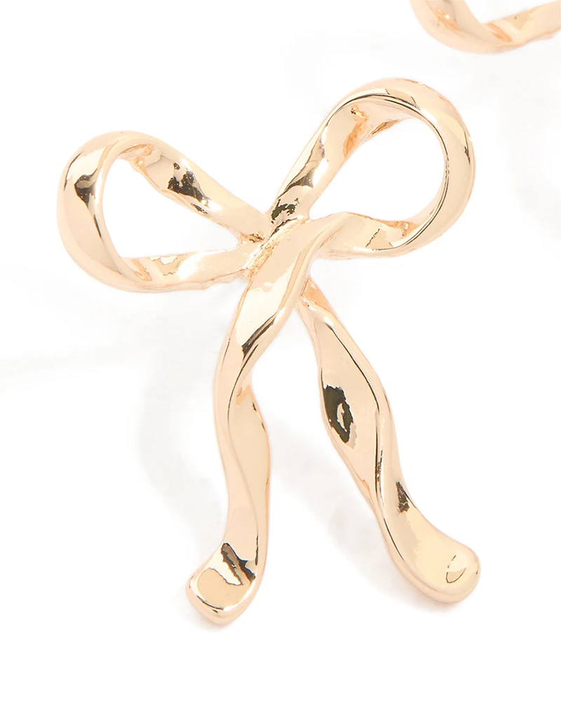 Boucles d’oreilles en ruban doré à ruban tombant