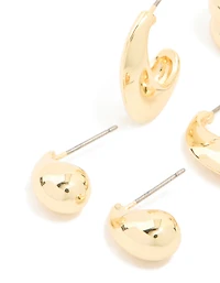 Gold Plated Brass Multi Teardrop Earrings 3-Pack