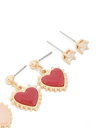 Gold Heart & Cherub Earrings 4 Pack