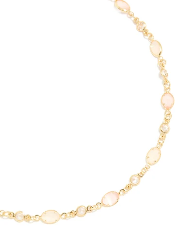 Gold Plated Pink Oval Cubic Zirconia Necklace