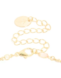 Gold Plated Pink Oval Cubic Zirconia Necklace