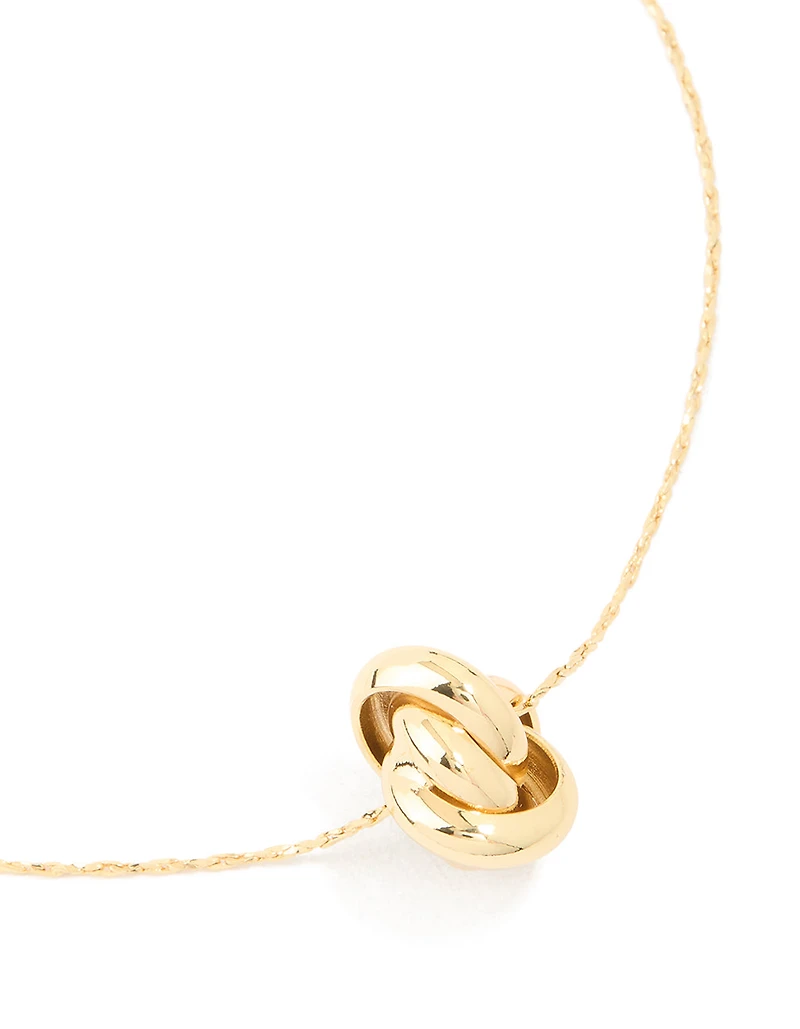 Collier pendentif en laiton plaqué or en nœud moyen