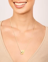 Gold Plated Brass Medium Knot Pendant Necklace