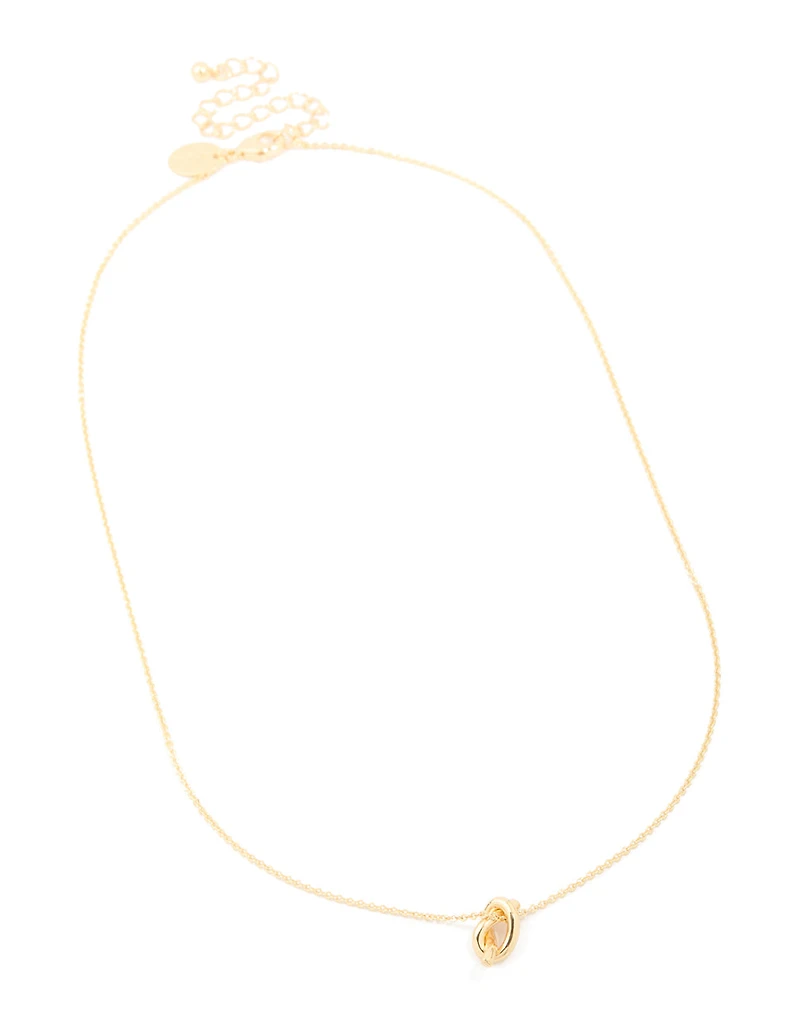 Gold Plated Brass Mini Pretzel Pendant Necklace