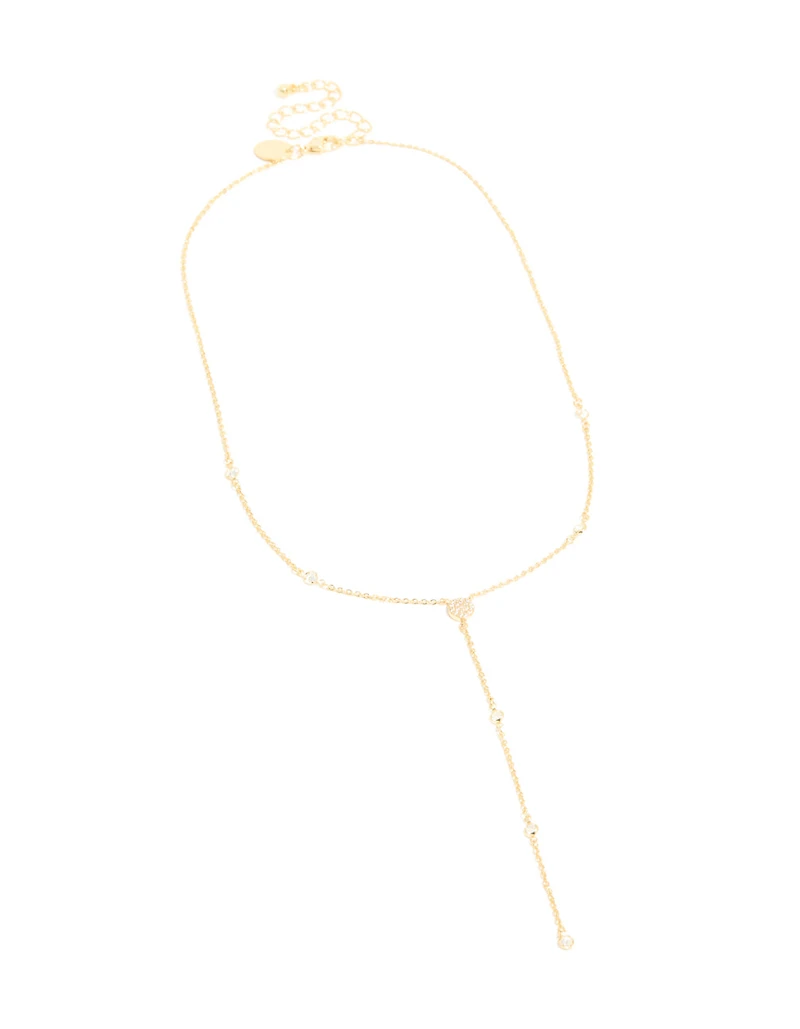 Gold Plated Cubic Zirconia Y-Necklace