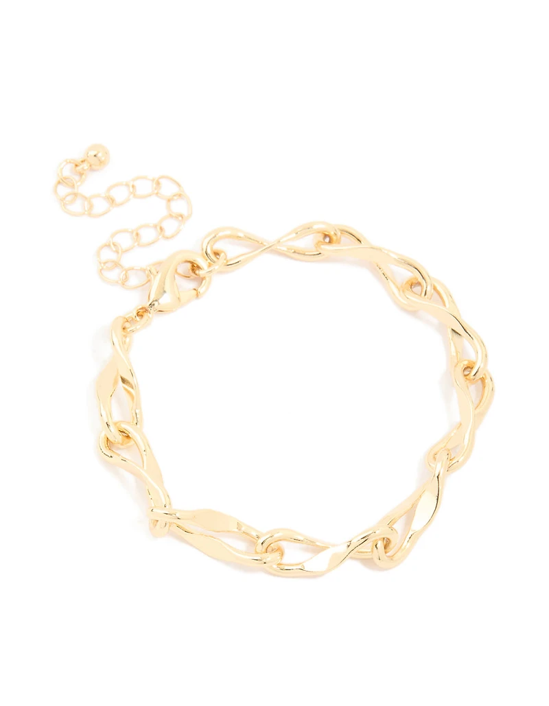 Bracelet à grande chaîne en laiton plaqué or en forme de 8