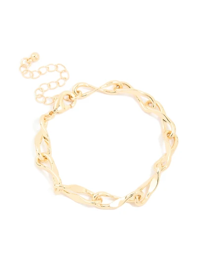 Bracelet à grande chaîne en laiton plaqué or en forme de 8