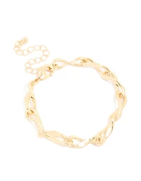 Bracelet à grande chaîne en laiton plaqué or en forme de 8