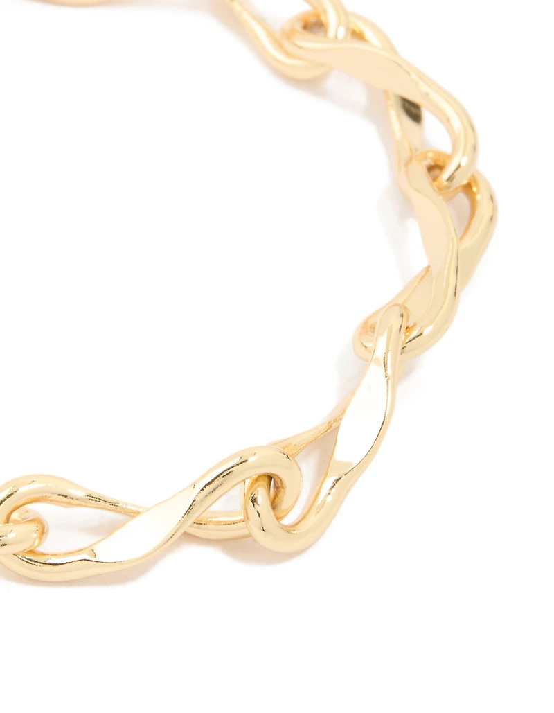 Gold Plated Brass Large Figure 8 Chain Bracelet