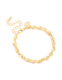 Gold Plated Brass Wavy Cable Link Chain Bracelet
