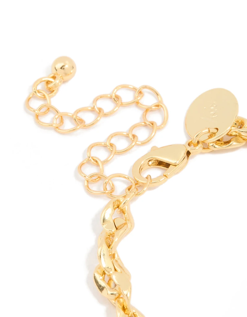 Gold Plated Brass Wavy Cable Link Chain Bracelet
