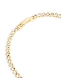 Bracelet de tennis en zircone cubique en émeraude plaqué or