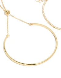 Gold Plated Cubic Zirconia Tennis & Cuff Toggle Bracelets 2-Pack