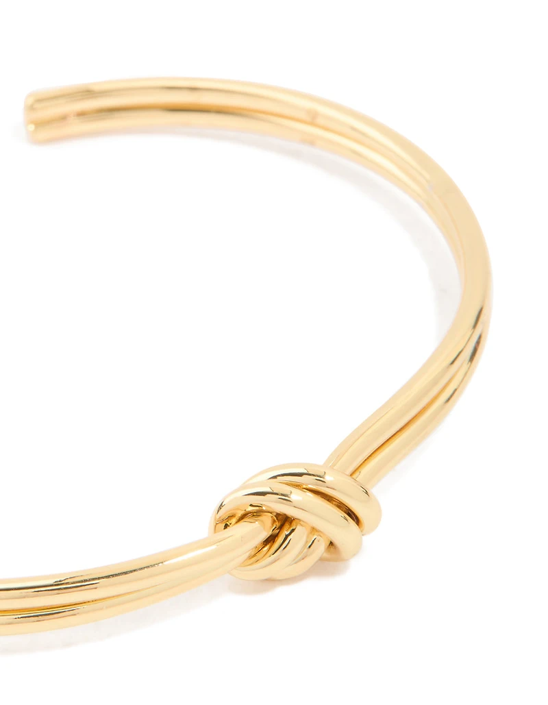 Gold Plated Brass Dual Knot Wrist Cuff