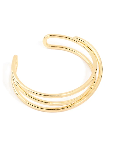 Gold Plated Brass Criss Cross Cuff Wrist Cuff