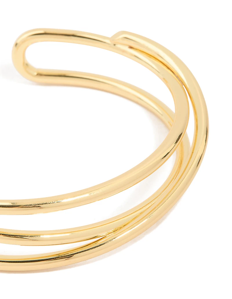 Gold Plated Brass Criss Cross Cuff Wrist Cuff