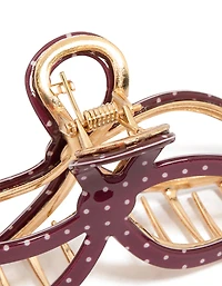 Pince pince à cheveux en acrylique à pois bordeaux