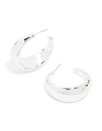 Silver Chubby Pear Hoop Earrings
