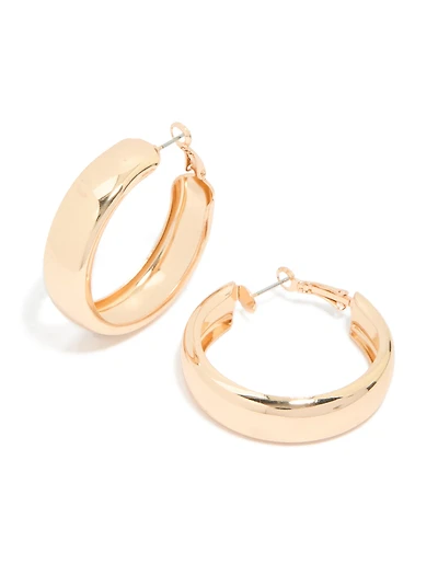 Gold Chubby Flat Hoop Earrings
